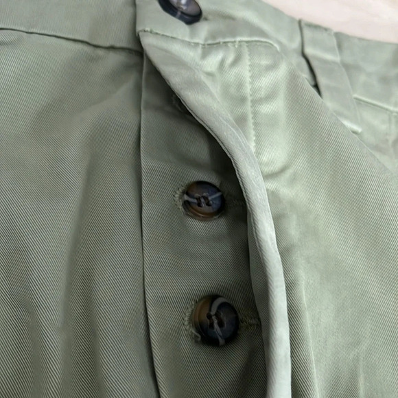 Amendi Gunnar in Green Organic Cotton Pleat Front Button Fly Pants - NEW Size 34 - Picture 5 of 12